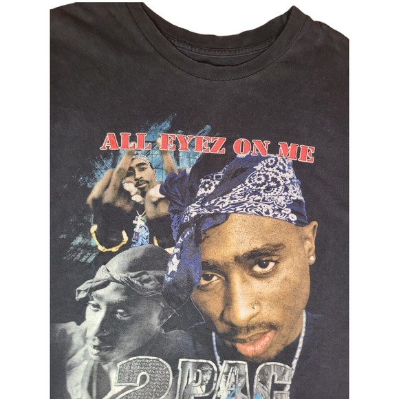 Tupac All Eyez On Me Shirt 2pac Cotton T-Shirt Distressed Hip Hop Rap Apparel - Picture 2 of 12